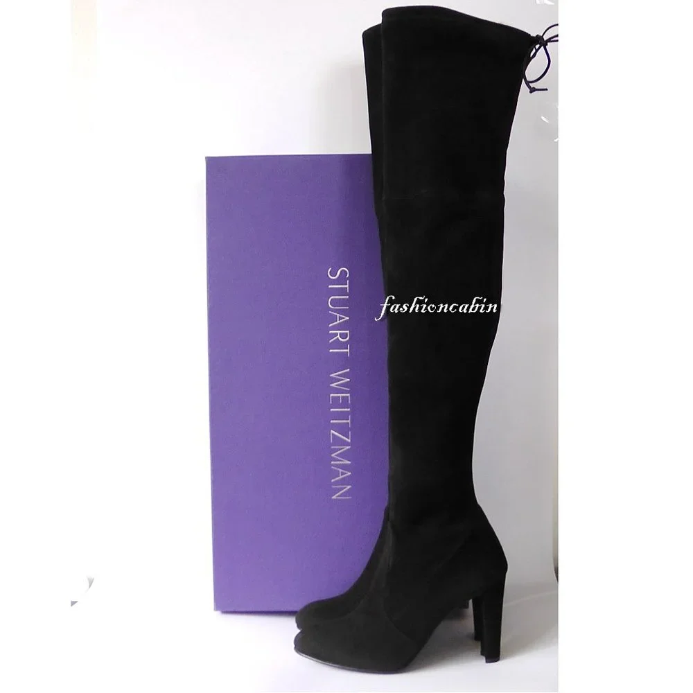NEW Stuart Weitzman Highland Suede Over-the-knee Boot, Black, US 10.5